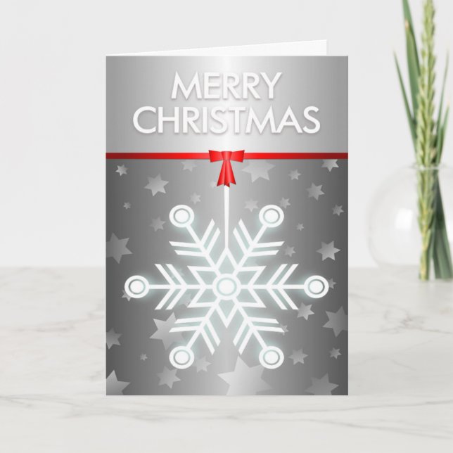 Silver Snowflake Weihnachtskarte Feiertagskarte (Vorderseite)