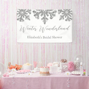 Silver Snowflake Winter Brautparty Banner