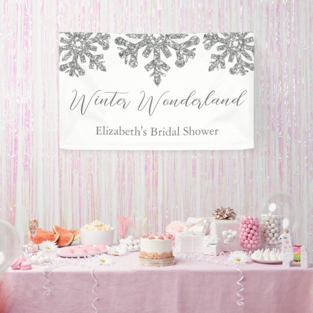 Silver Snowflake Winter Brautparty Banner (Party)
