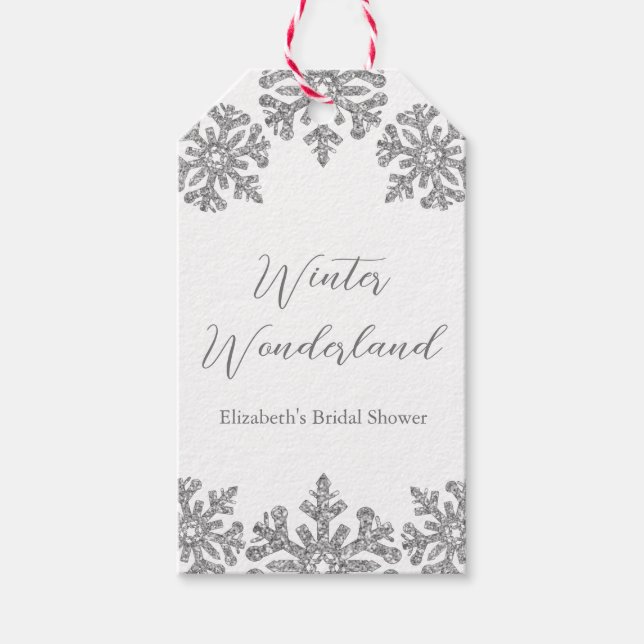 Silver Snowflake Winter Brautparty Geschenkanhänger (Vorderseite)