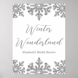 Silver Snowflake Winter Brautparty Poster