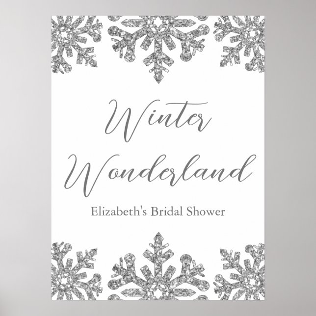 Silver Snowflake Winter Brautparty Poster (Vorne)