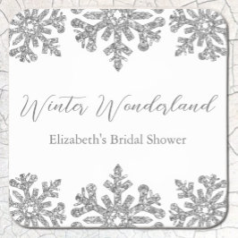 Silver Snowflake Winter Brautparty Rechteckiger Pappuntersetzer