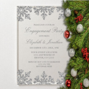 Silver Snowflake Winter Engagement Party Acryleinladungen