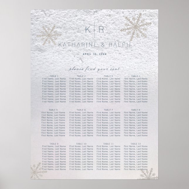 Silver Snowflake Winter Hochzeitskarte Poster (Vorne)