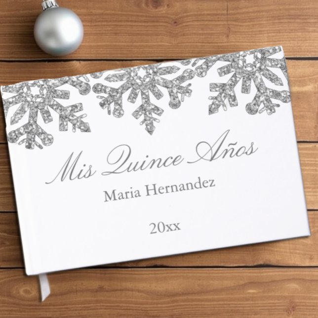 Silver Snowflake Winter Quinceanera Gästebuch (Von Creator hochgeladen)