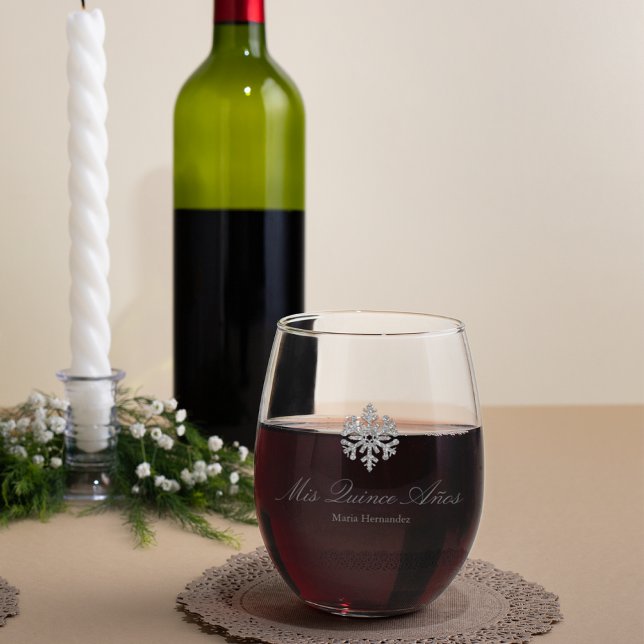 Silver Snowflake Winter Quinceanera Weinglas Ohne Stiel (Von Creator hochgeladen)