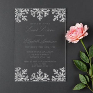 Silver Snowflake Winter Sweet 16 Acryleinladungen