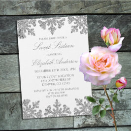 Silver Snowflake Winter Sweet 16 Einladung