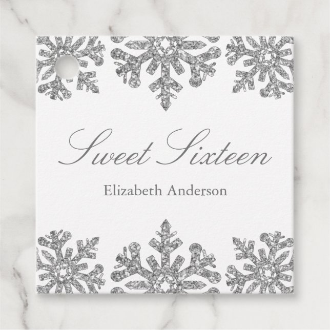 Silver Snowflake Winter Sweet 16 Geschenkanhänger (Vorderseite)