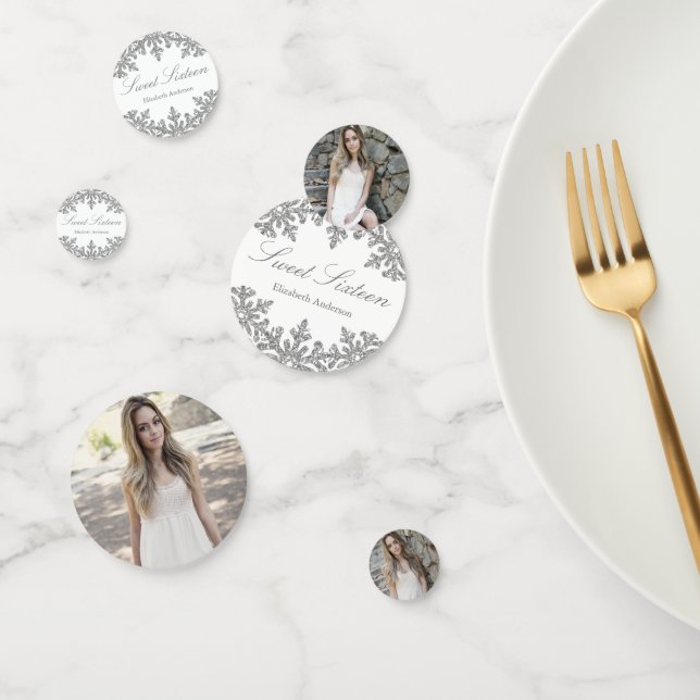 Silver Snowflake Winter Sweet 16 Konfetti (Gruppe)