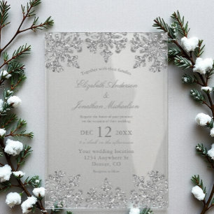 Silver Snowflake Winter Wedding Acryleinladungen