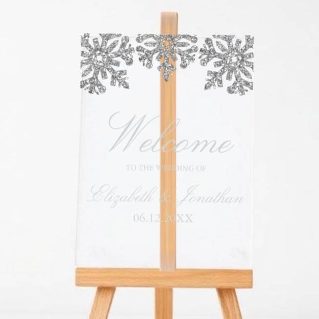 Silver Snowflake Winter Wedding Acrylschild (Von Creator hochgeladen)
