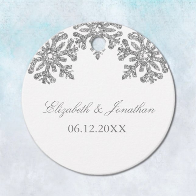 Silver Snowflake Winter Wedding Geschenkanhänger (Von Creator hochgeladen)