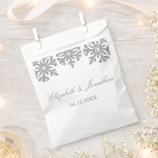 Silver Snowflake Winter Wedding Geschenktütchen (Ausgeschnitten)