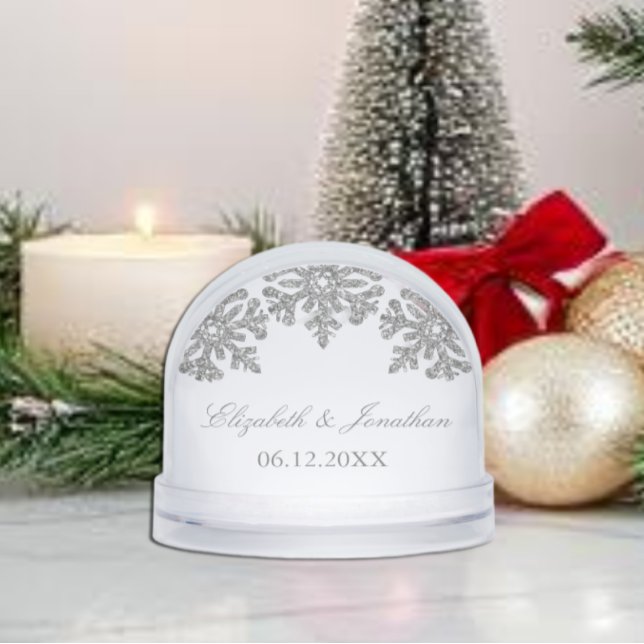 Silver Snowflake Winter Wedding Schneekugeln (Von Creator hochgeladen)