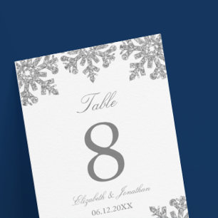 Silver Snowflake Winter Wedding Tischnummer