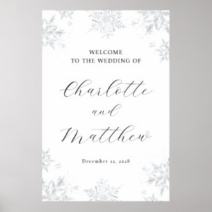 Silver Snowflake Winter Wedding Willkommenszeichen Poster