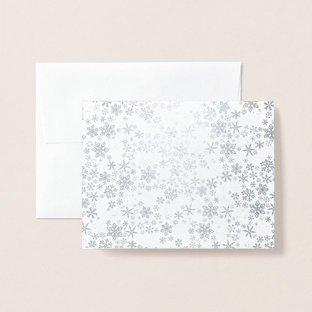 Silver Snowflake Wintercard Folienkarte (Vorderseite mit Umschlag)