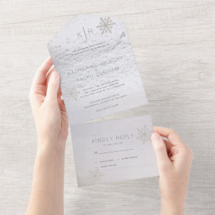 Silver Snowflake Winterweiße Hochzeit alles in ein All In One Einladung