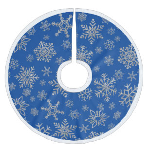 Silver Snowflakes auf Blue Christmas Polyester Weihnachtsbaumdecke