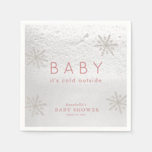 Silver Snowflakes Baby Dusche Rosa Napkins Serviette