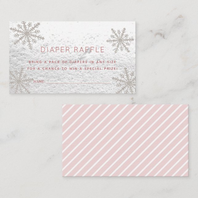 Silver Snowflakes Baby Showdusche Windeln Raffle T Begleitkarte (Vorne/Hinten)