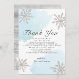 Silver Snowflakes Blue Baby Dusche Danke Karte