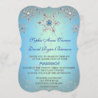 Silver Snowflakes Crystal Blue Pearl Wedding
