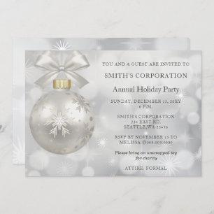 Silver Snowflakes Elegante Corporate Holiday Party Einladung