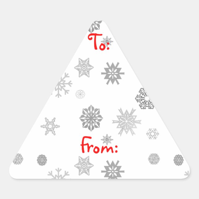 Silver Snowflakes Gift Tags Dreieckiger Aufkleber (Vorderseite)