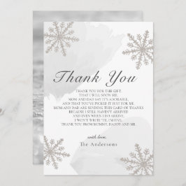 Silver Snowflakes Gray Baby Dusche Danke Karte