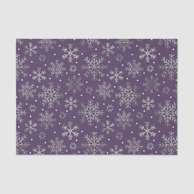 Silver Snowflakes Lila Muster Seidenpapier (Vorderseite)
