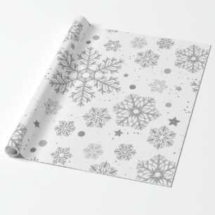 Silver snowflakes on white geschenkpapier