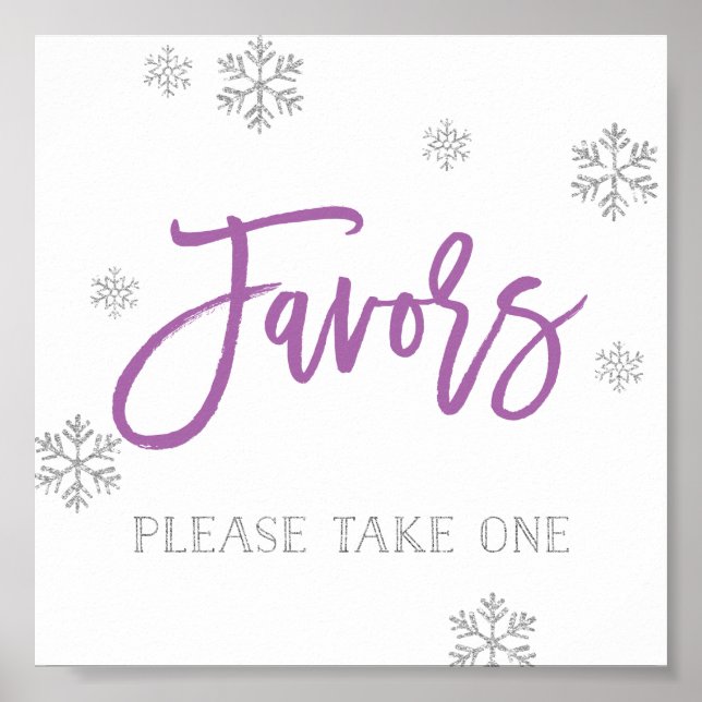 Silver Snowflakes und Lila Chic Fevor Sign Poster (Vorne)