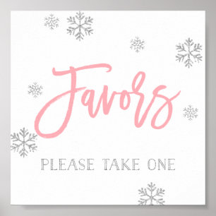 Silver Snowflakes und Pink Chic Fevor Zeichen Poster