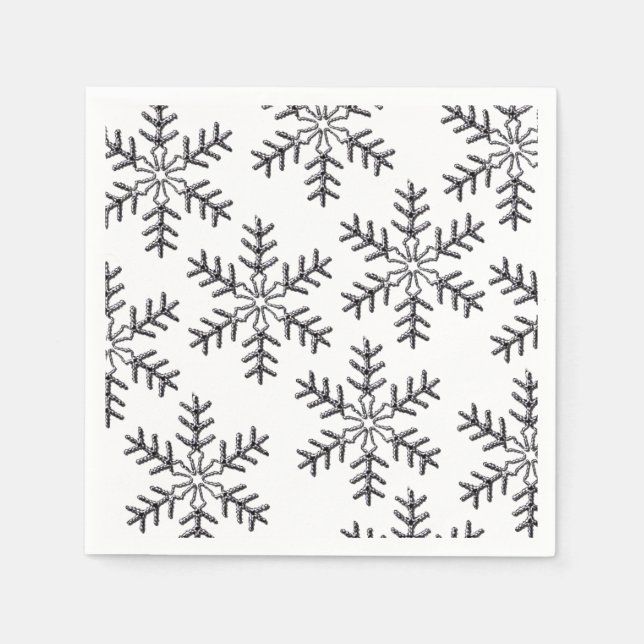 Silver Snowflakes Weihnachten Napkins Serviette (Vorderseite)