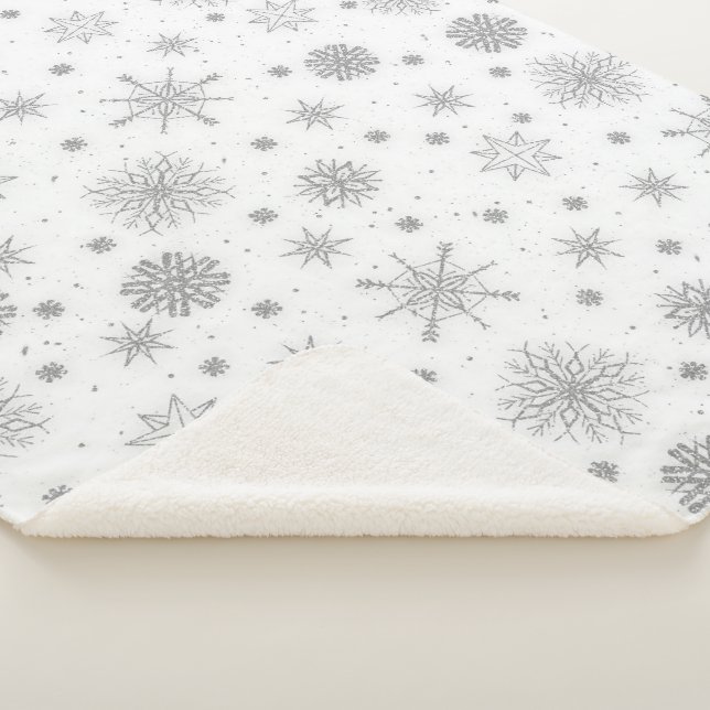 Silver Snowflakes White Design Sherpadecke (3/4)