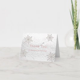 Silver Snowflakes White Snow Baby Dusche Rosa Dankeskarte