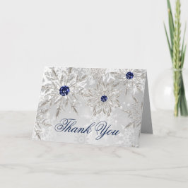 Silver Snowflakes winter bridal shower Thank You Dankeskarte