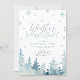 Silver Snowflakes Winter Wonderland 2. Geburtstag Einladung