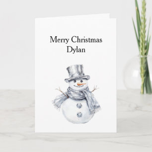 Silver Snowman Weihnachten Karte