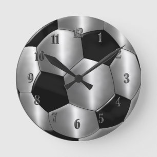 Silver Soccer Ball Clock Runde Wanduhr