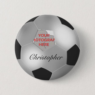 Silver-Soccer-Ball individuell anpassbares Foto Button