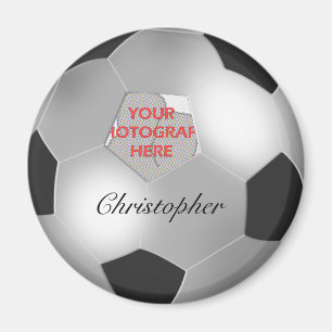 Silver-Soccer-Ball individuell anpassbares Foto Magnet