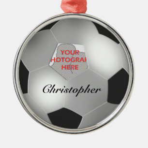 Silver-Soccer-Ball individuell anpassbares Foto Silbernes Ornament