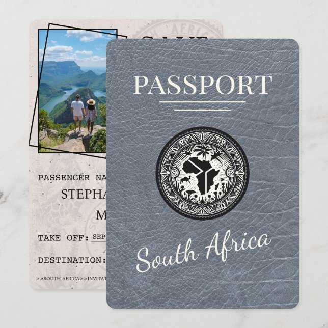 Silver South Africa Passport Save The Date (Vorne/Hinten)