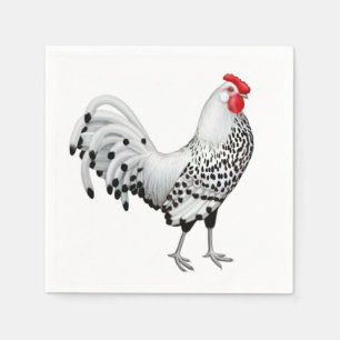 Silver Spangled Hamburg Rooster Paper Napkins Serviette