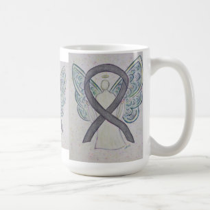 Silver Sparkle Awareness Ribbon Angel Art Tasse