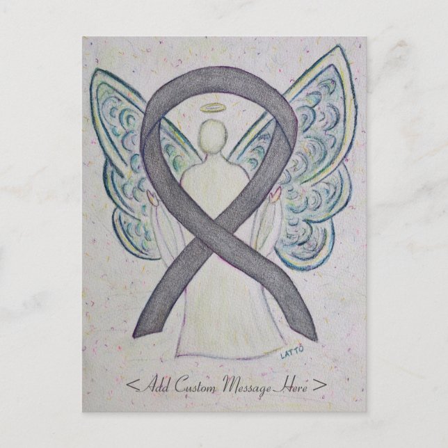 Silver Sparkle Awareness Ribbon Angel Postkarte (Vorderseite)